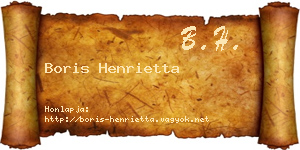 Boris Henrietta névjegykártya